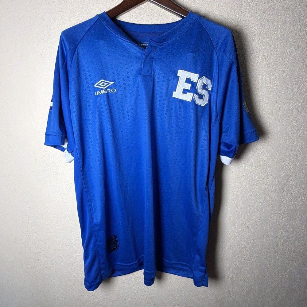 El Salvador FUTBOL Soccer Jersey Embroidered Umbro Men's Blue Size 3XL